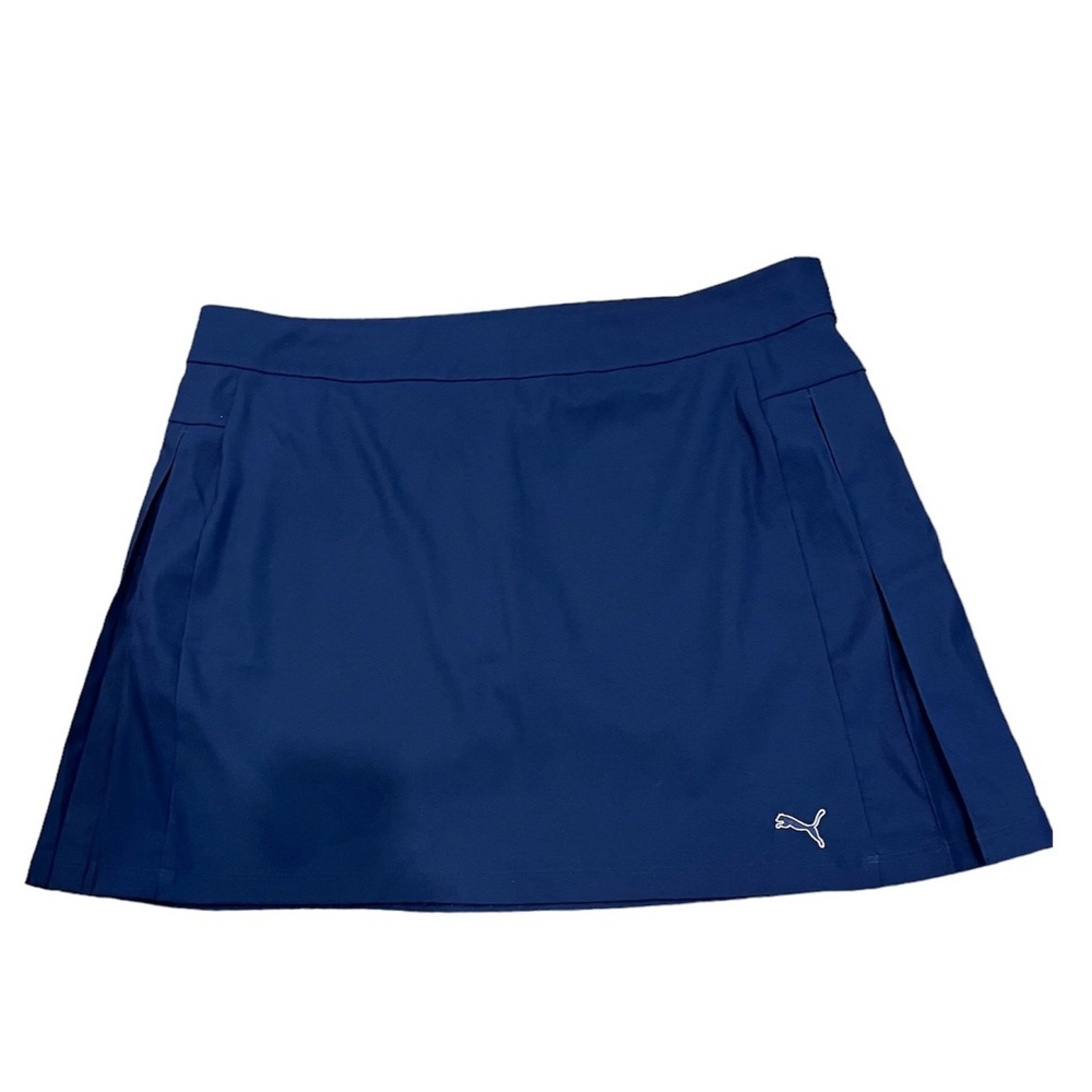 Puma Solid Tech Golf Tennis Pickleball Women’s 14 Navy Blue W/Logo Skort